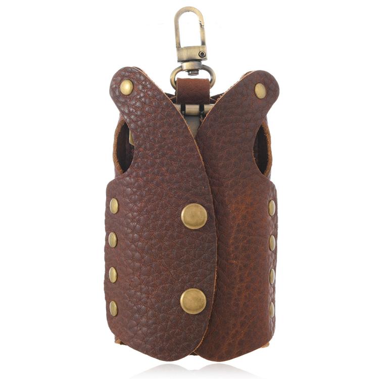 Clothing-Shaped Vintage Pebble Grain Leather Key Holder Keychain With Studded Design (Deep Brown) - Key Rings by buy2fix | Online Shopping UK | buy2fix