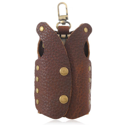 Clothing-Shaped Vintage Pebble Grain Leather Key Holder Keychain With Studded Design (Deep Brown) - Key Rings by buy2fix | Online Shopping UK | buy2fix