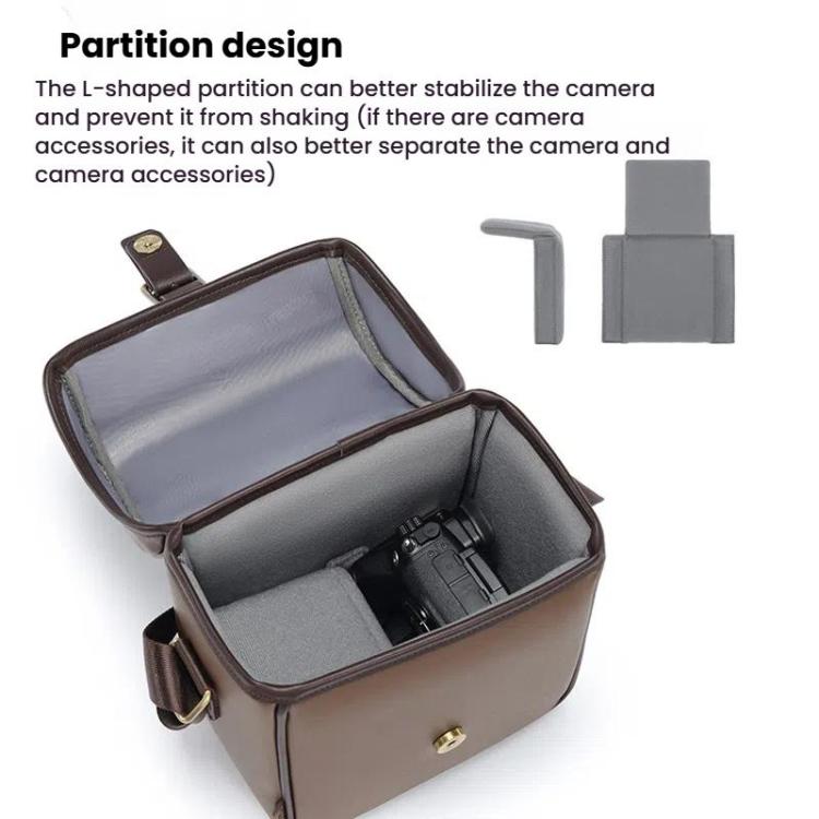 Cwatcun D185 Medium Shoulder Leisure Camera Bag Vintage PU Waterproof Micro SLR Camera Storage Bag(Brown) - Strap Satchel by Cwatcun | Online Shopping UK | buy2fix
