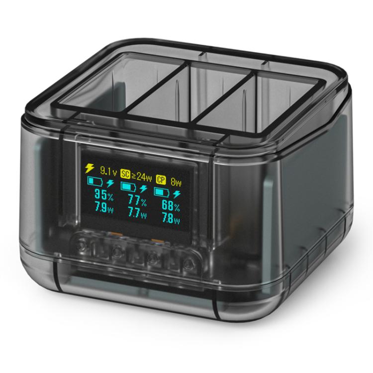 For GoPro HERO13 Black Super Fast Charger Dock Battery Charging Station With OLED Screen Display(Transparent Black) - Charger by buy2fix | Online Shopping UK | buy2fix