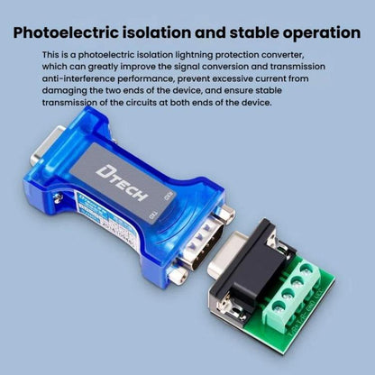 DTECH RS232 To RS485 Bi-Directional Converter With Surge & Transient Protection - Opto-Isolated Passive Interface - RS485 / RS232 Series by DTECH | Online Shopping UK | buy2fix
