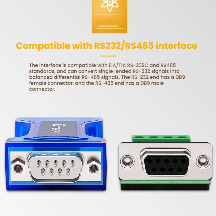 DTECH RS232 To RS485 Bi-Directional Converter With Surge & Transient Protection - Opto-Isolated Passive Interface - RS485 / RS232 Series by DTECH | Online Shopping UK | buy2fix