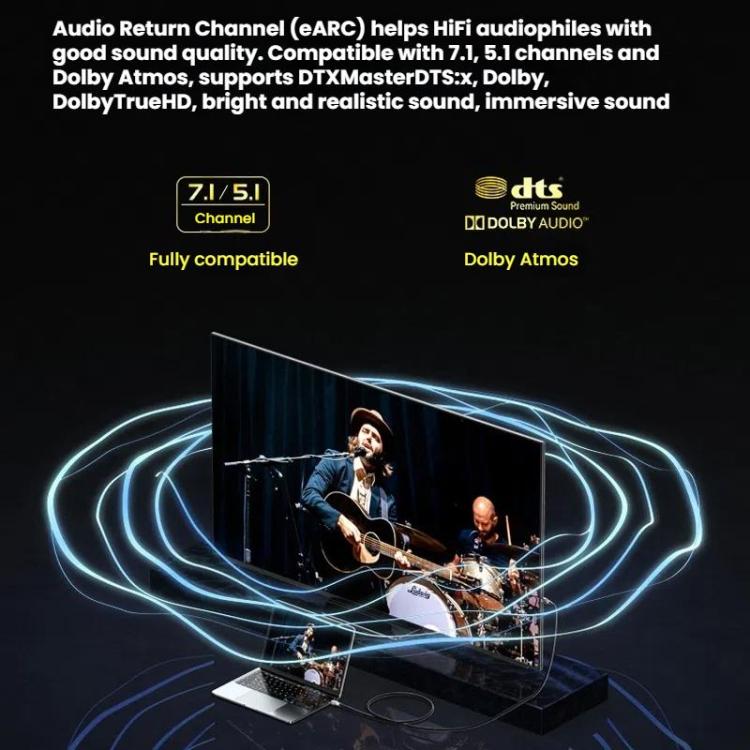 DTECH DT-HF8005 8K 60Hz HDMI 2.1 Fiber Optic Cable Dolby Atmos, EARC For PS5, Xbox, Home Theater, Gaming Monitor 2m - Cable by DTECH | Online Shopping UK | buy2fix