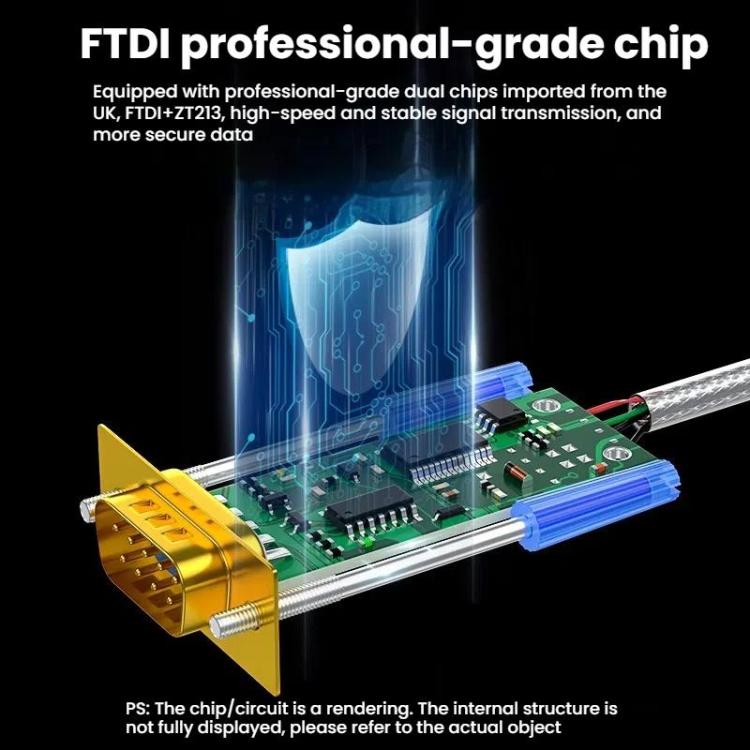 DTECH  DT-5011 USB 2.0 to RS232 Serial Adapter Cable, FT232 & ZT213 Dual-Chip with LED Indicator, Length: 3m - RS485 / RS232 Series by DTECH | Online Shopping UK | buy2fix