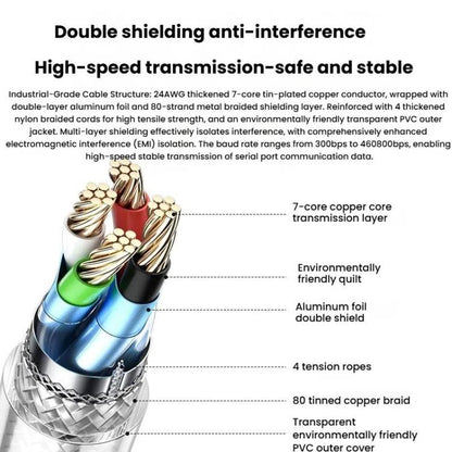 DTECH  DT-5011 USB 2.0 to RS232 Serial Adapter Cable, FT232 & ZT213 Dual-Chip with LED Indicator, Length: 2m - RS485 / RS232 Series by DTECH | Online Shopping UK | buy2fix