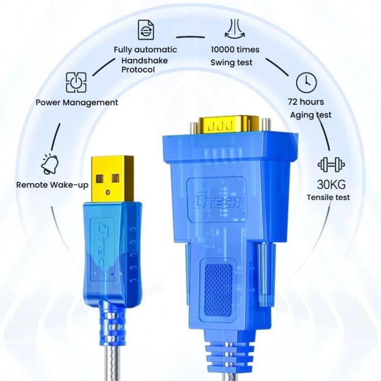 DTECH  DT-5011 USB 2.0 to RS232 Serial Adapter Cable, FT232 & ZT213 Dual-Chip with LED Indicator, Length: 1.5m - RS485 / RS232 Series by DTECH | Online Shopping UK | buy2fix