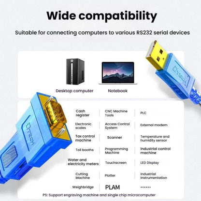 DTECH  DT-5011 USB 2.0 to RS232 Serial Adapter Cable, FT232 & ZT213 Dual-Chip with LED Indicator, Length: 0.5m - RS485 / RS232 Series by DTECH | Online Shopping UK | buy2fix