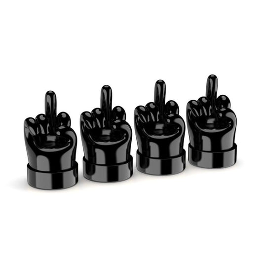4pcs /Set Car Gesture Valve Tire Decorative Rubber Cap, Color: Black Middle Finger - Tire Valve Caps by buy2fix | Online Shopping UK | buy2fix