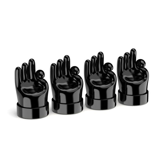 4pcs /Set Car Gesture Valve Tire Decorative Rubber Cap, Color: Black OK - Tire Valve Caps by buy2fix | Online Shopping UK | buy2fix
