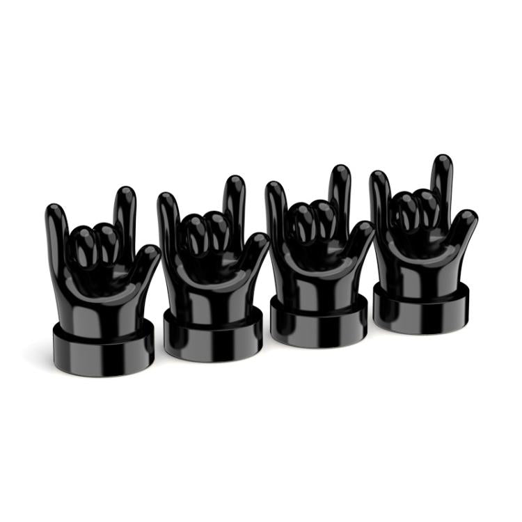 4pcs /Set Car Gesture Valve Tire Decorative Rubber Cap, Color: Black Rock - Tire Valve Caps by buy2fix | Online Shopping UK | buy2fix