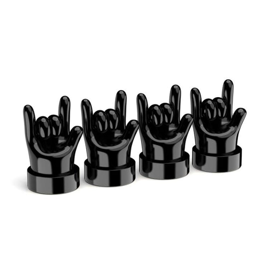 4pcs /Set Car Gesture Valve Tire Decorative Rubber Cap, Color: Black Rock