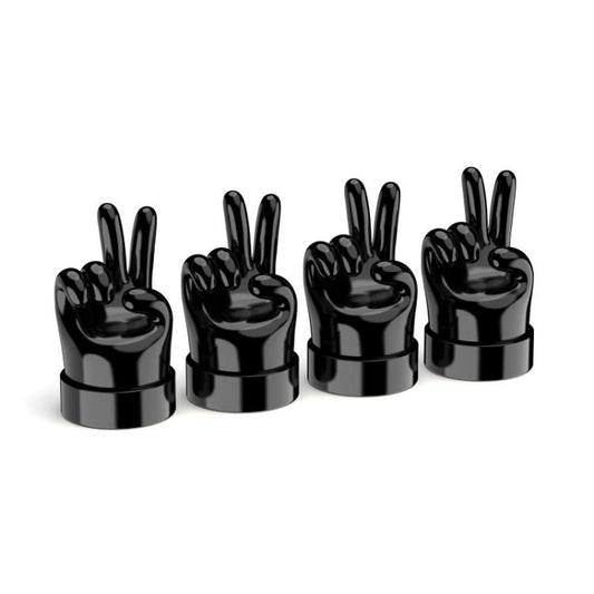 4pcs /Set Car Gesture Valve Tire Decorative Rubber Cap, Color: Black Yeah - Tire Valve Caps by buy2fix | Online Shopping UK | buy2fix