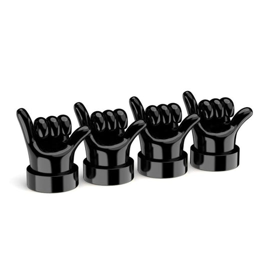 4pcs /Set Car Gesture Valve Tire Decorative Rubber Cap, Color: Black Six - Tire Valve Caps by buy2fix | Online Shopping UK | buy2fix