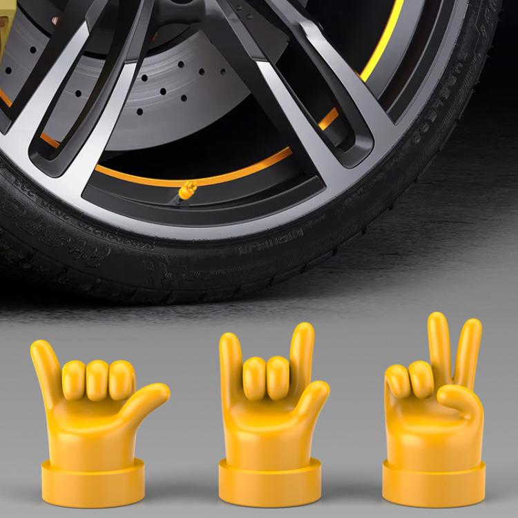 4pcs /Set Car Gesture Valve Tire Decorative Rubber Cap, Color: Yellow Middle Finger - Tire Valve Caps by buy2fix | Online Shopping UK | buy2fix