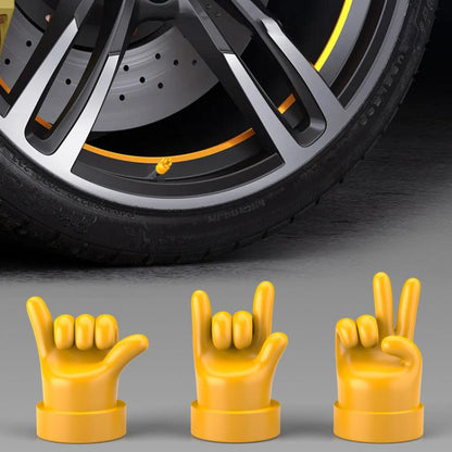 4pcs /Set Car Gesture Valve Tire Decorative Rubber Cap, Color: Yellow Middle Finger - Tire Valve Caps by buy2fix | Online Shopping UK | buy2fix