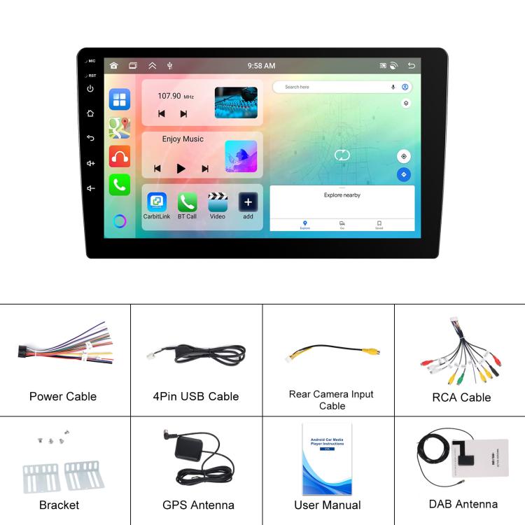 9 Inch Android 4+64G Dual-Butt Large Screen Car Carplay Built-In DAB Car Central Control Integrated Navigation System, Spec: Standard - Car MP3 & MP4 & MP5 by buy2fix | Online Shopping UK | buy2fix