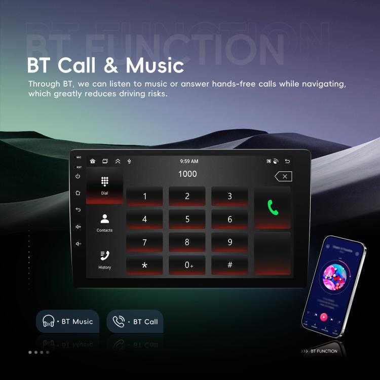 9 Inch Android 4+64G Dual-Butt Large Screen Car Carplay Built-In DAB Car Central Control Integrated Navigation System, Spec: Standard - Car MP3 & MP4 & MP5 by buy2fix | Online Shopping UK | buy2fix