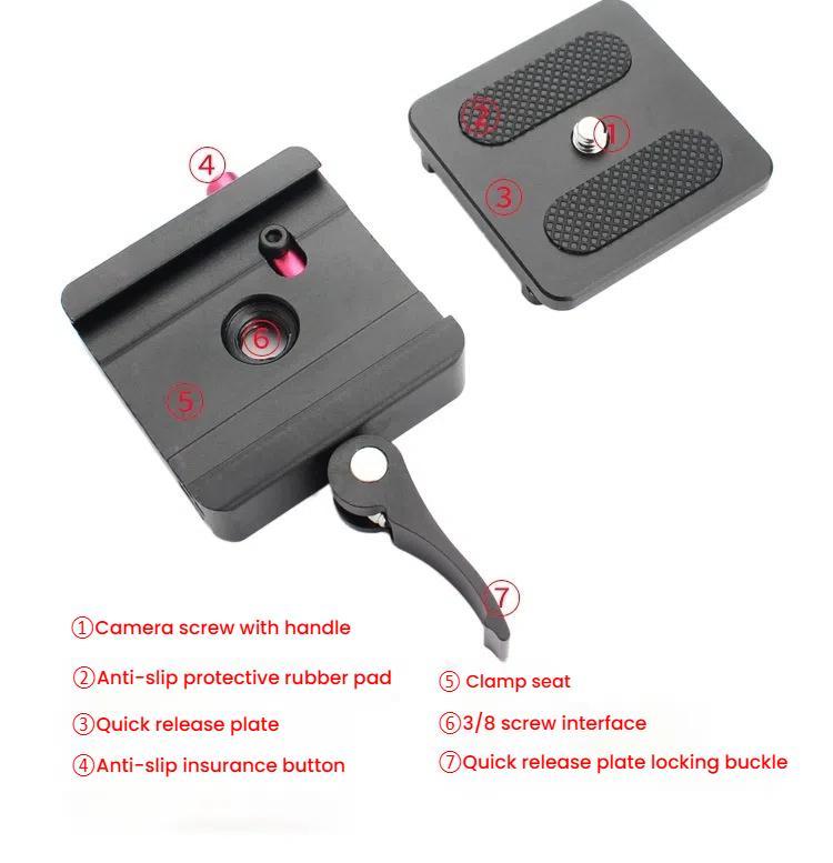 P50 Camera Quick Release Clamp & Plate Kit with 3/8 Inch Thread Thread For Stabilizers, Tripods, Monopods, Sliders - Quick Release Plate by buy2fix | Online Shopping UK | buy2fix