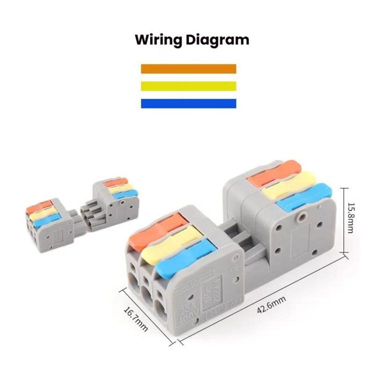 5pcs 3 In 3 Out Terminal Block Push-type Junction Box(KV232-3PC) - Connectors & Terminals by buy2fix | Online Shopping UK | buy2fix