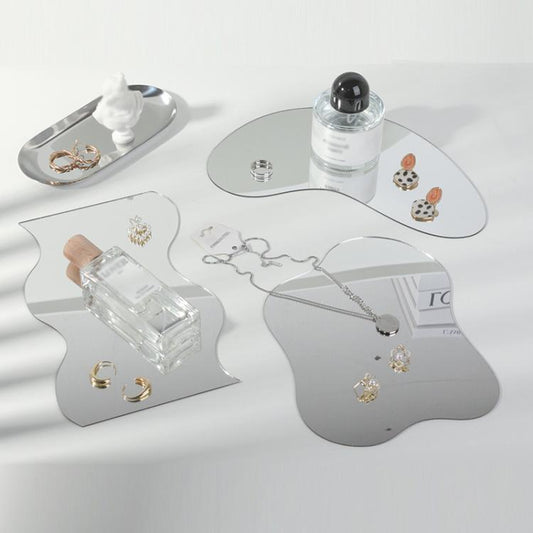 22x17cm Irregular Shape Acrylic Mirror Reflective Tray Display Jewelry Photo Props Photography Background Decoration - Acrylic Props by buy2fix | Online Shopping UK | buy2fix