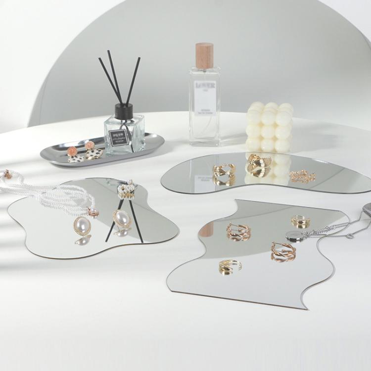 22x17cm Irregular Shape Acrylic Mirror Reflective Tray Display Jewelry Photo Props Photography Background Decoration - Acrylic Props by buy2fix | Online Shopping UK | buy2fix