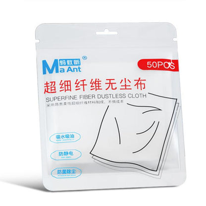 MaAnt 50pcs /Pack Superfine Fiber Dustless Cloth Cell Phone Film Repair Anti-Static Dustless Cloth Industrial Wiping Cloths Lint Free Cleaning Cloths - Dust Remove Tool by MaAnt | Online Shopping UK | buy2fix