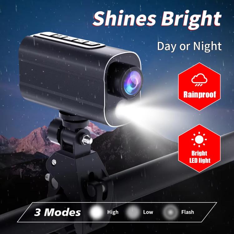 5K Action Camera WiFi Sport DV Riding Bicycle Drive Recorder With Led Light EIS Anti-shake(Black) - Video Cameras by buy2fix | Online Shopping UK | buy2fix