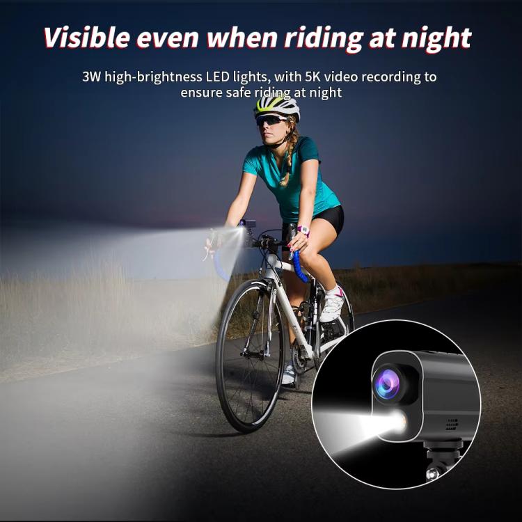 5K Action Camera WiFi Sport DV Riding Bicycle Drive Recorder With Led Light EIS Anti-shake(Black) - Video Cameras by buy2fix | Online Shopping UK | buy2fix