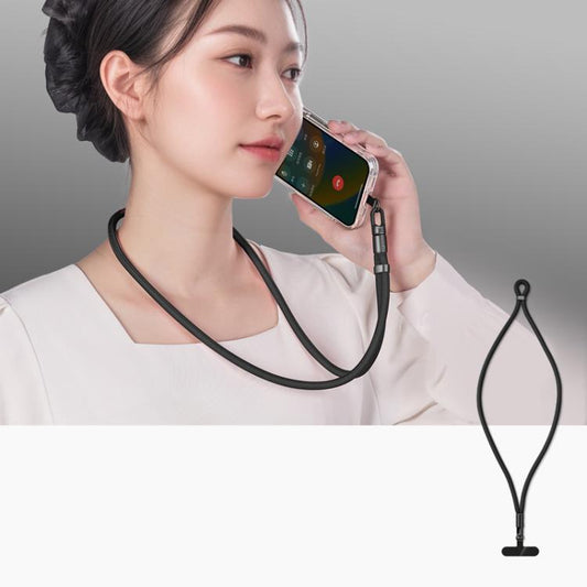 Neck Style Adjustable Phone Lanyard With Self-Locking 360-Degree Rotatable Anti-Tangle Design & TPU Clip Black - Lanyards & Wrist Straps by buy2fix | Online Shopping UK | buy2fix