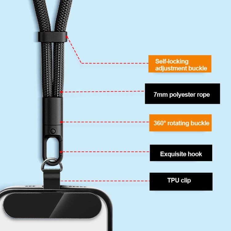 Crossbody  Adjustable Phone Lanyard With Self-Locking 360-Degree Rotatable Anti-Tangle Design & TPU Clip Orange - Lanyards & Wrist Straps by buy2fix | Online Shopping UK | buy2fix