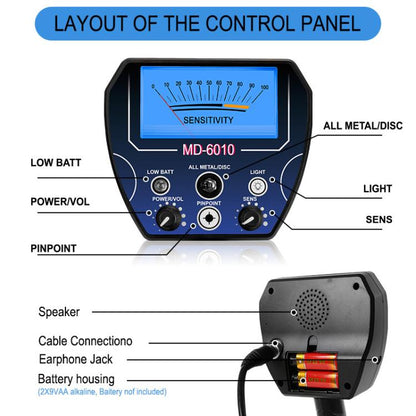 Goint MD-6010 Handheld Metal Detector High Sensitivity Underground Gold Detector Outdoor Treasure Hunter - Metal Detector by Goint | Online Shopping UK | buy2fix