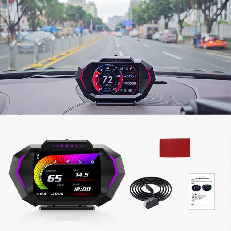 P24 Multifunctional Car HUD Head-up Display OBD+GPS Digital Speedometer Slope Meter - Head Up Display System by buy2fix | Online Shopping UK | buy2fix