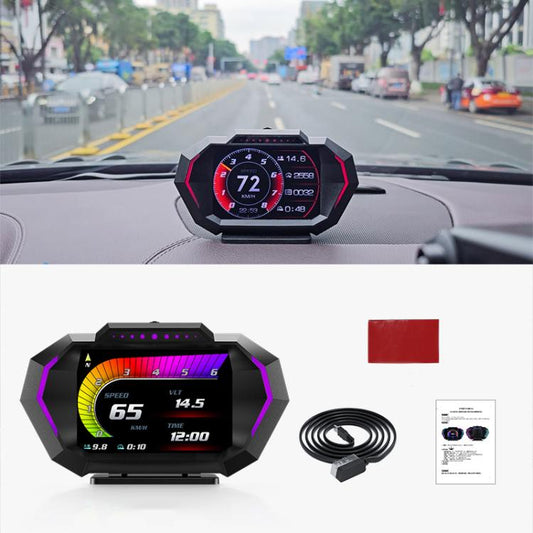 P24 Multifunctional Car HUD Head-up Display OBD+GPS Digital Speedometer Slope Meter - Head Up Display System by buy2fix | Online Shopping UK | buy2fix