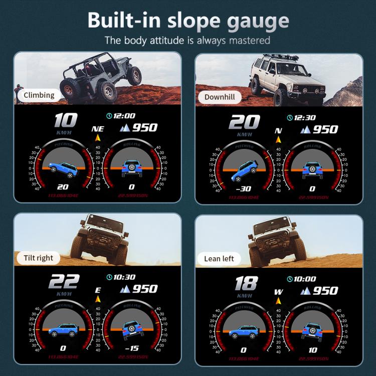 P24 Multifunctional Car HUD Head-up Display OBD+GPS Digital Speedometer Slope Meter - Head Up Display System by buy2fix | Online Shopping UK | buy2fix