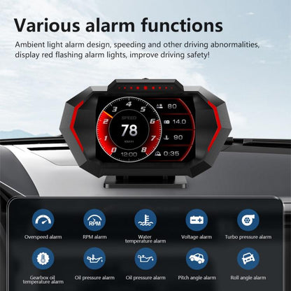 P24 Multifunctional Car HUD Head-up Display OBD+GPS Digital Speedometer Slope Meter - Head Up Display System by buy2fix | Online Shopping UK | buy2fix