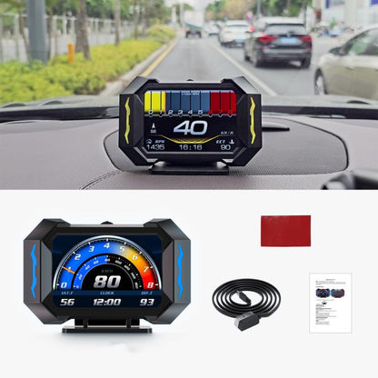 P25 Car HUD Head-up Display OBD+GPS LCD Multifunctional Instrument - Head Up Display System by buy2fix | Online Shopping UK | buy2fix