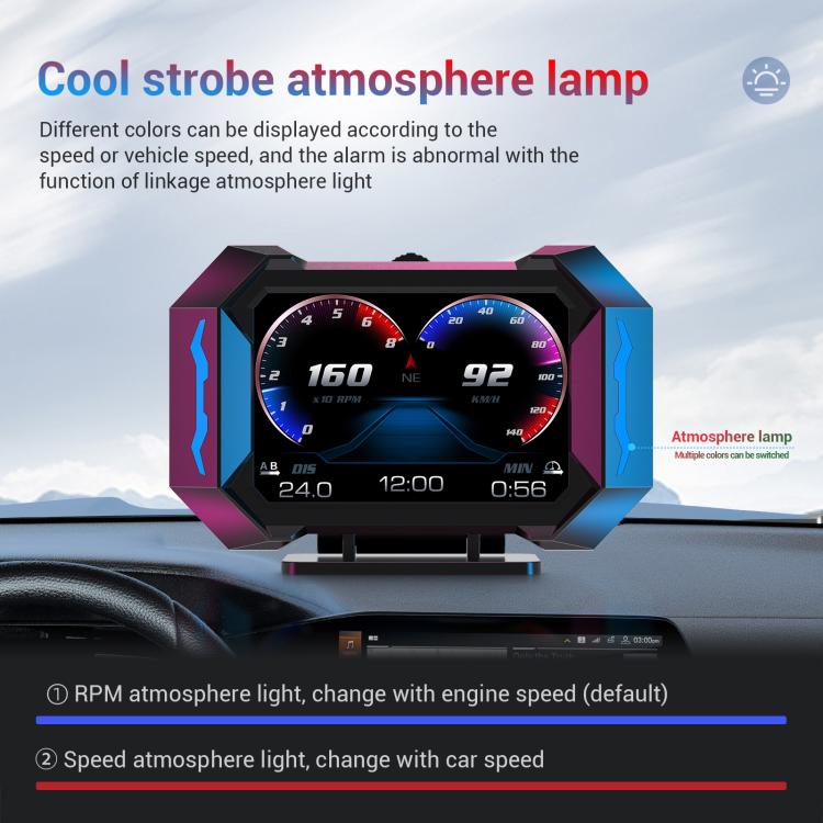 P25 Car HUD Head-up Display OBD+GPS LCD Multifunctional Instrument - Head Up Display System by buy2fix | Online Shopping UK | buy2fix