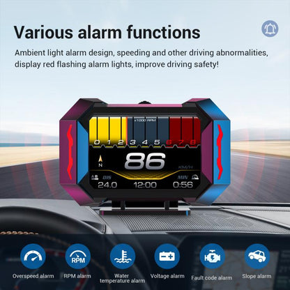 P25 Car HUD Head-up Display OBD+GPS LCD Multifunctional Instrument - Head Up Display System by buy2fix | Online Shopping UK | buy2fix