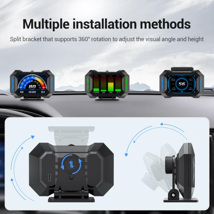 P25 Car HUD Head-up Display OBD+GPS LCD Multifunctional Instrument - Head Up Display System by buy2fix | Online Shopping UK | buy2fix