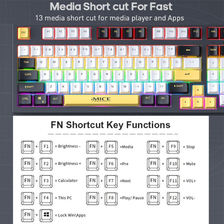 iMICE GK-500 Type-C Wired Mechanical Keyboard Gaming Keyboards(Gray) - Wired Keyboard by iMICE | Online Shopping UK | buy2fix
