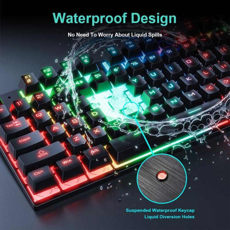 iMICE AN-300 Arabic Floating Keycaps Rainbow Backlight Wired Keyboard Mouse Set - Wired Keyboard by iMICE | Online Shopping UK | buy2fix