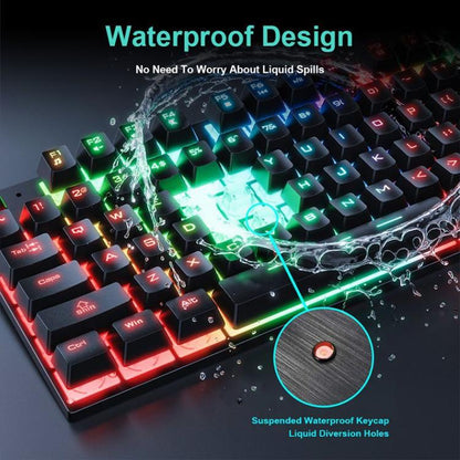 iMICE AN-300 Arabic Floating Keycaps Rainbow Backlight Wired Keyboard Mouse Set - Wired Keyboard by iMICE | Online Shopping UK | buy2fix