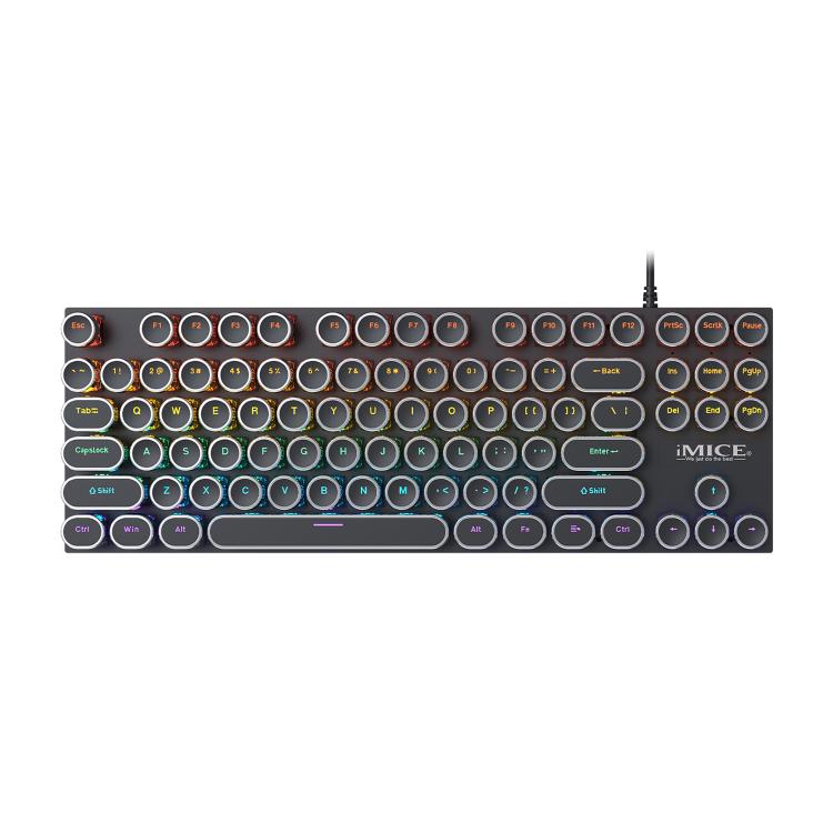 iMICE GK-800 87 Keys USB Wired RGB Round Keycap Mechanical Keyboard(Black) - Wired Keyboard by iMICE | Online Shopping UK | buy2fix
