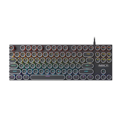 iMICE GK-800 87 Keys USB Wired RGB Round Keycap Mechanical Keyboard(Black) - Wired Keyboard by iMICE | Online Shopping UK | buy2fix