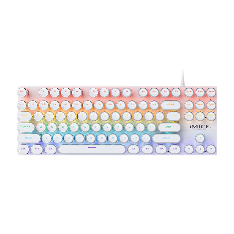 iMICE GK-800 87 Keys USB Wired RGB Round Keycap Mechanical Keyboard(White) - Wired Keyboard by iMICE | Online Shopping UK | buy2fix
