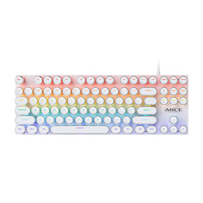 iMICE GK-800 87 Keys USB Wired RGB Round Keycap Mechanical Keyboard(White) - Wired Keyboard by iMICE | Online Shopping UK | buy2fix