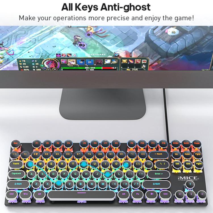 iMICE GK-800 87 Keys USB Wired RGB Round Keycap Mechanical Keyboard(Black) - Wired Keyboard by iMICE | Online Shopping UK | buy2fix