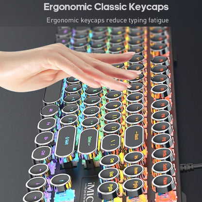 iMICE GK-800 87 Keys USB Wired RGB Round Keycap Mechanical Keyboard(Black) - Wired Keyboard by iMICE | Online Shopping UK | buy2fix