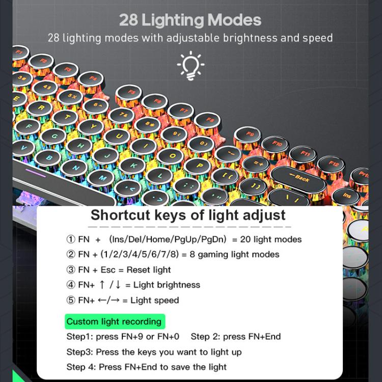 iMICE GK-800 87 Keys USB Wired RGB Round Keycap Mechanical Keyboard(Black) - Wired Keyboard by iMICE | Online Shopping UK | buy2fix