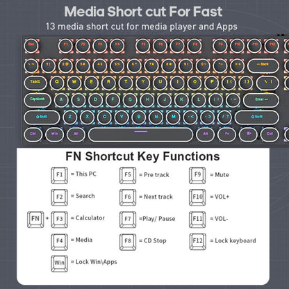 iMICE GK-800 87 Keys USB Wired RGB Round Keycap Mechanical Keyboard(Black) - Wired Keyboard by iMICE | Online Shopping UK | buy2fix